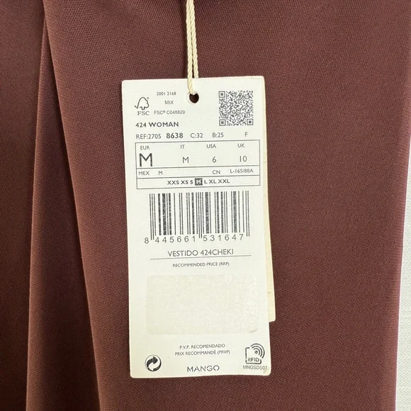 MANGO Chocolate Brown Ruched Cutout Maxi Dress | Vacation, Date Night Size M - Picture 10 of 11